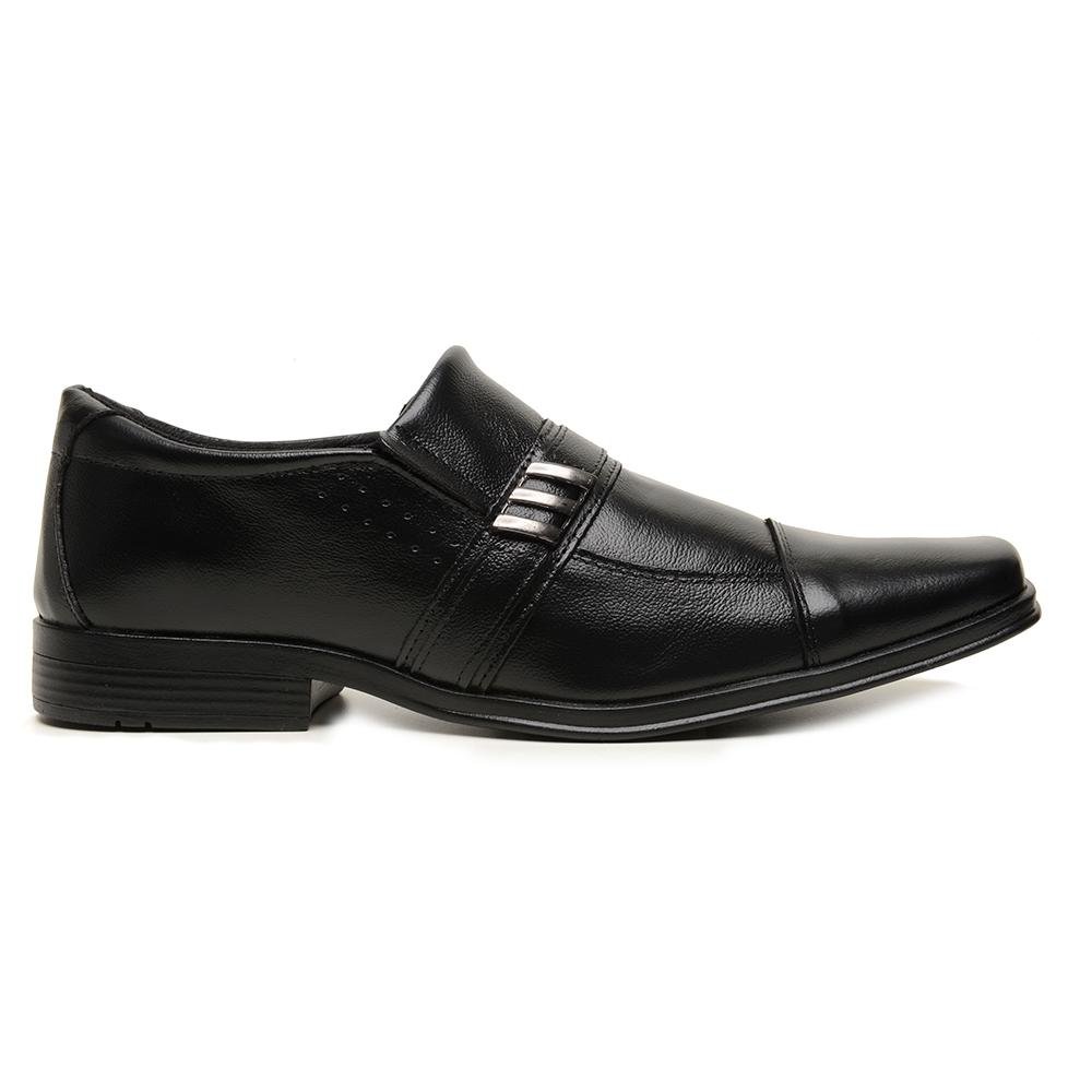 Sapato Social Masculino Couro Moderno Bico Quadrado Casual Preto 3