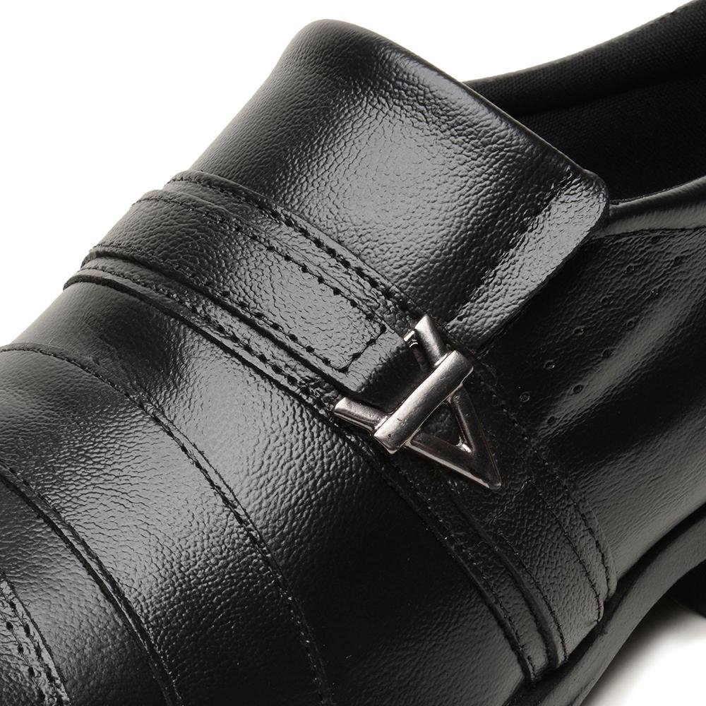Sapato Social Masculino Couro Moderno Bico Quadrado Conforto Preto 4