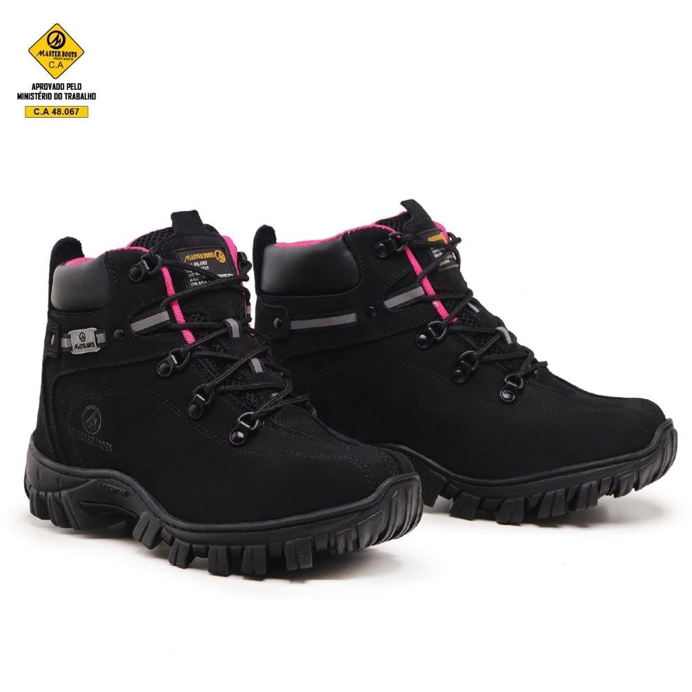 Bota Adventure Couro Feminina Palmilha Anatômica Trabalho Preto 2