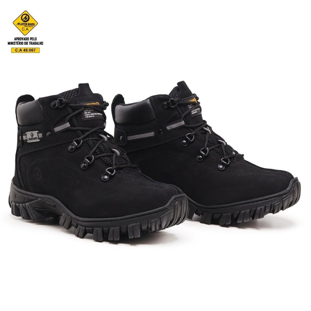 Bota Adventure Couro Masculina Palmilha Anatômica Trabalho Preto 2