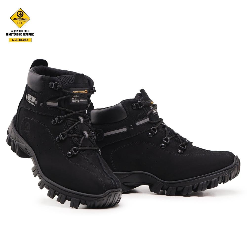 Bota Adventure Couro Masculina Palmilha Anatômica Trabalho Preto 3