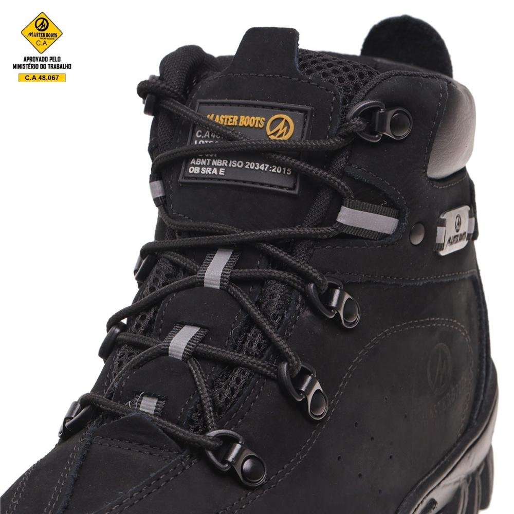 Bota Adventure Couro Masculina Palmilha Anatômica Trabalho Preto 4