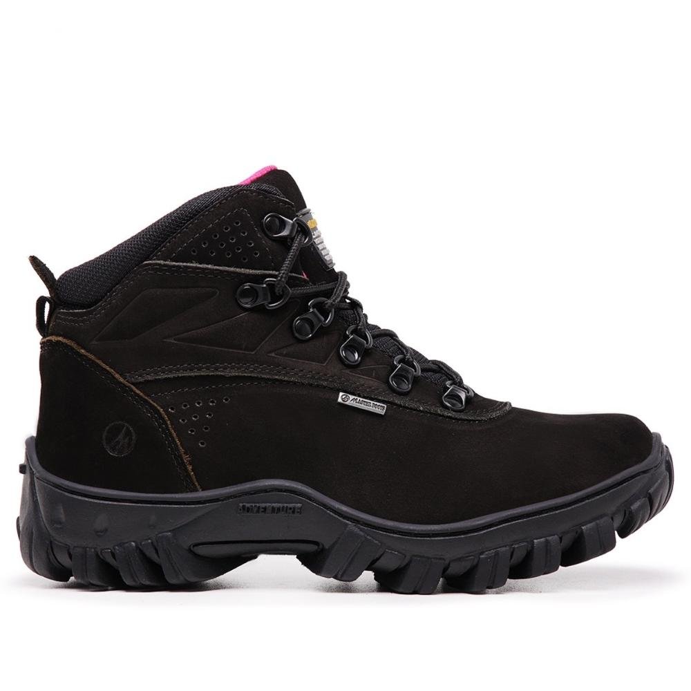 Bota Adventure Couro Feminina para Trabalho Bico Resistente Preto