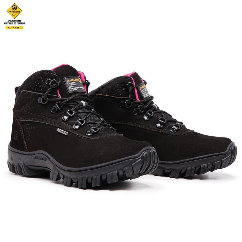 Bota Adventure Couro Feminina para Trabalho Bico Resistente Preto 2