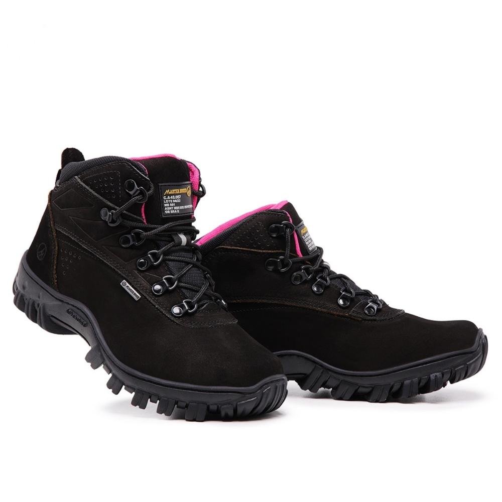 Bota Adventure Couro Feminina para Trabalho Bico Resistente Preto 3