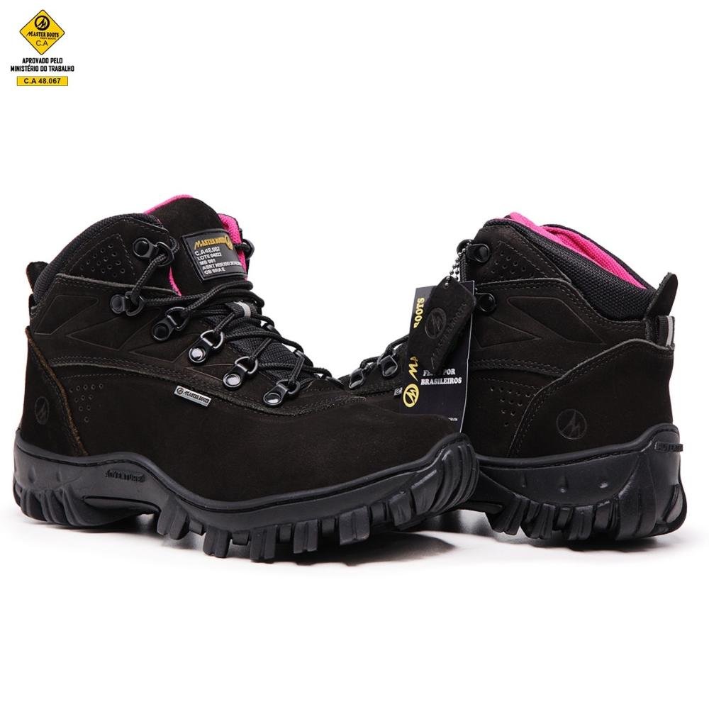 Bota Adventure Couro Feminina para Trabalho Bico Resistente Preto 4