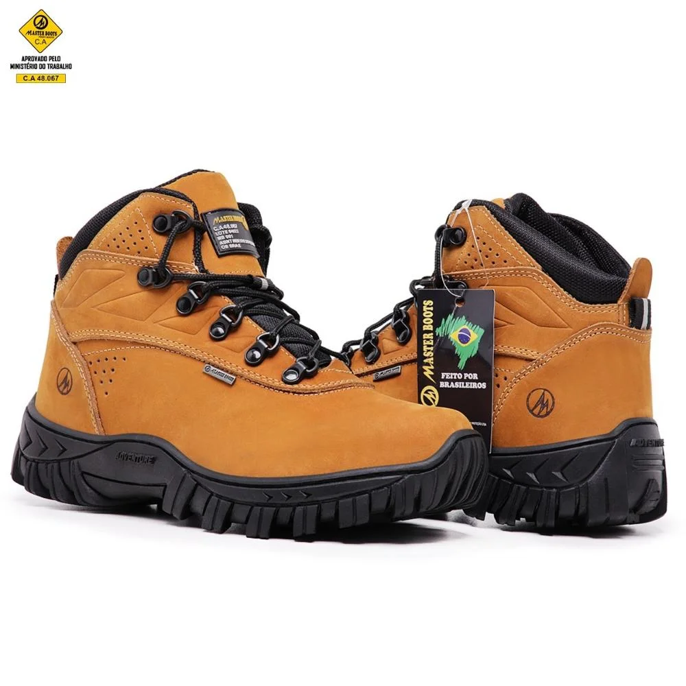 Bota Adventure Couro Masculina para Trabalho Bico Resistente Laranja 2