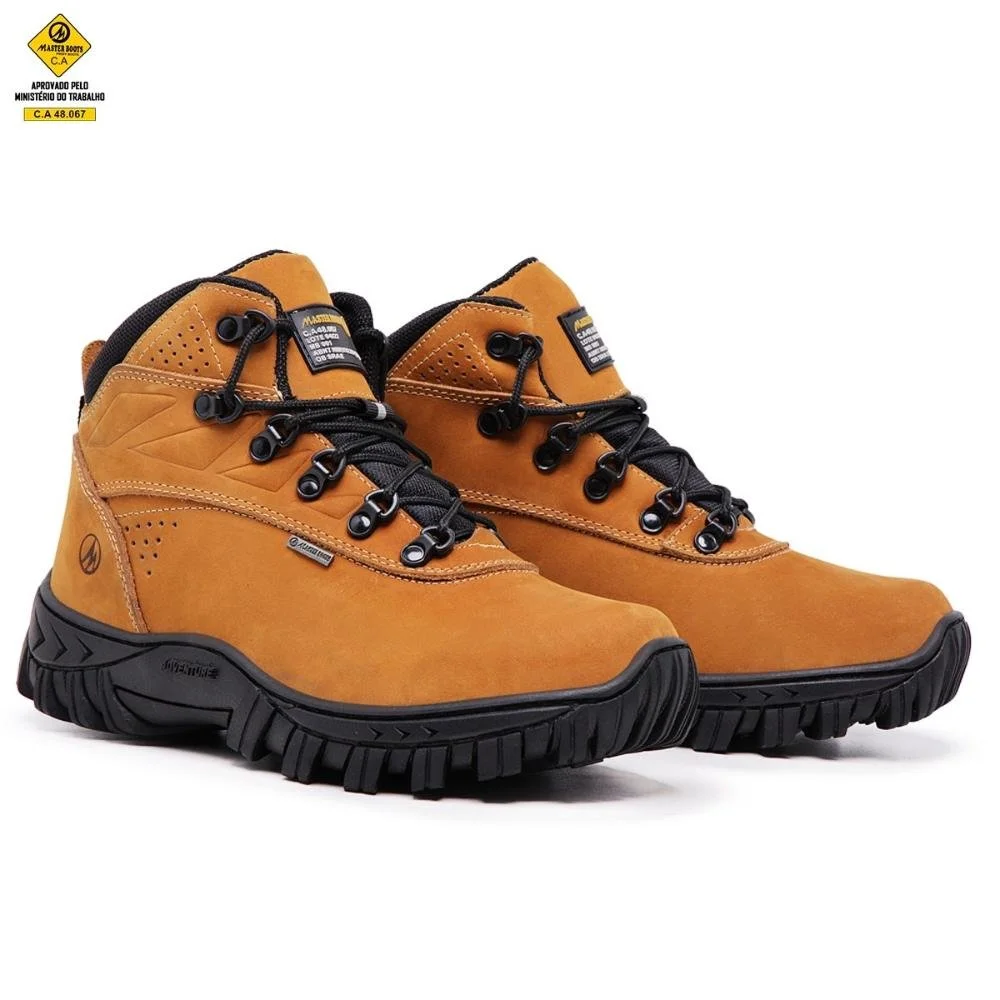 Bota Adventure Couro Masculina para Trabalho Bico Resistente Laranja 3