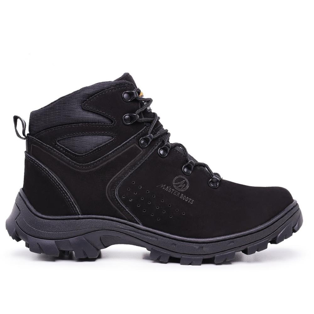 Bota Arizon Couro Masculina Bico de Pvc Palmilha Anatômica Preto 1