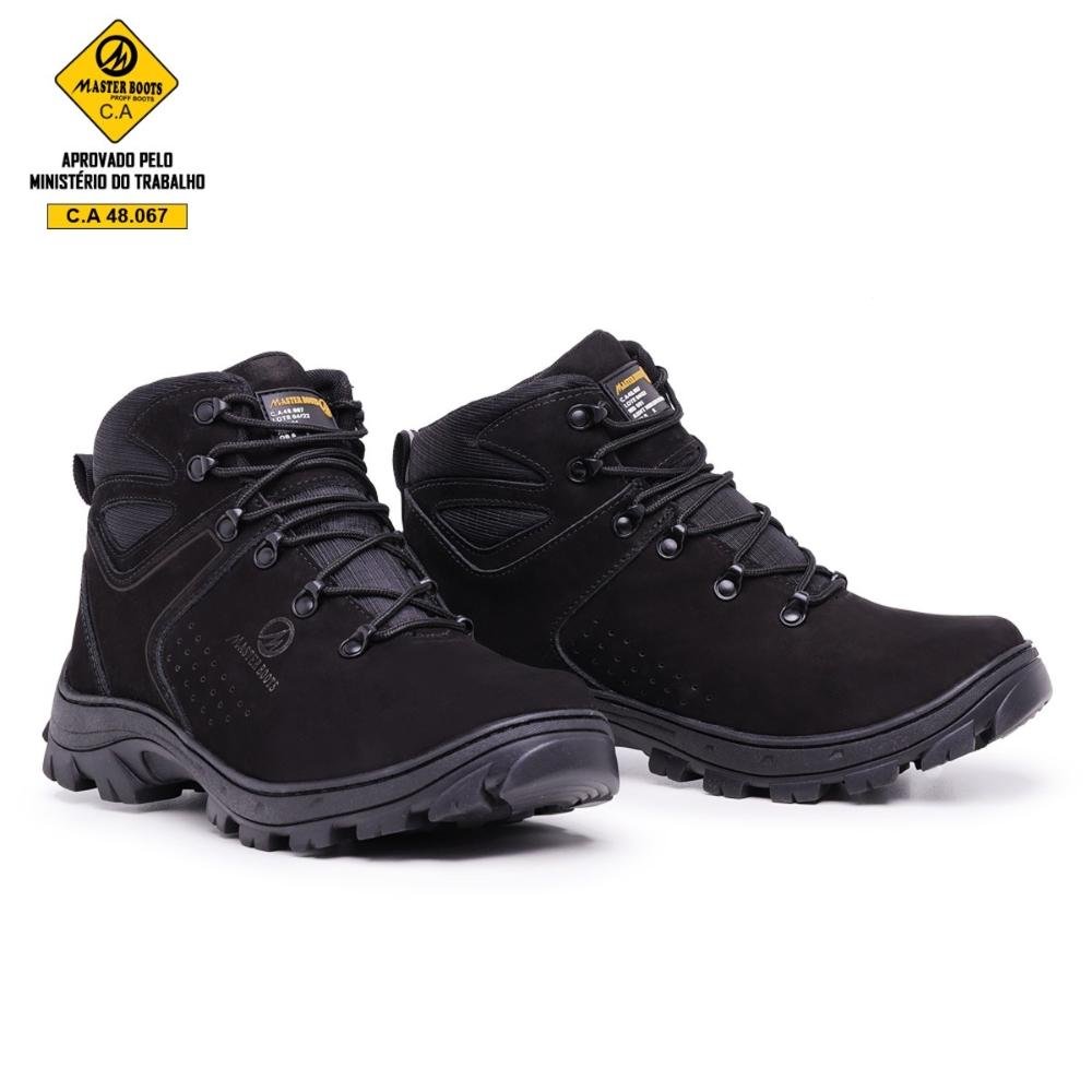 Bota Arizon Couro Masculina Bico de Pvc Palmilha Anatômica Preto 2