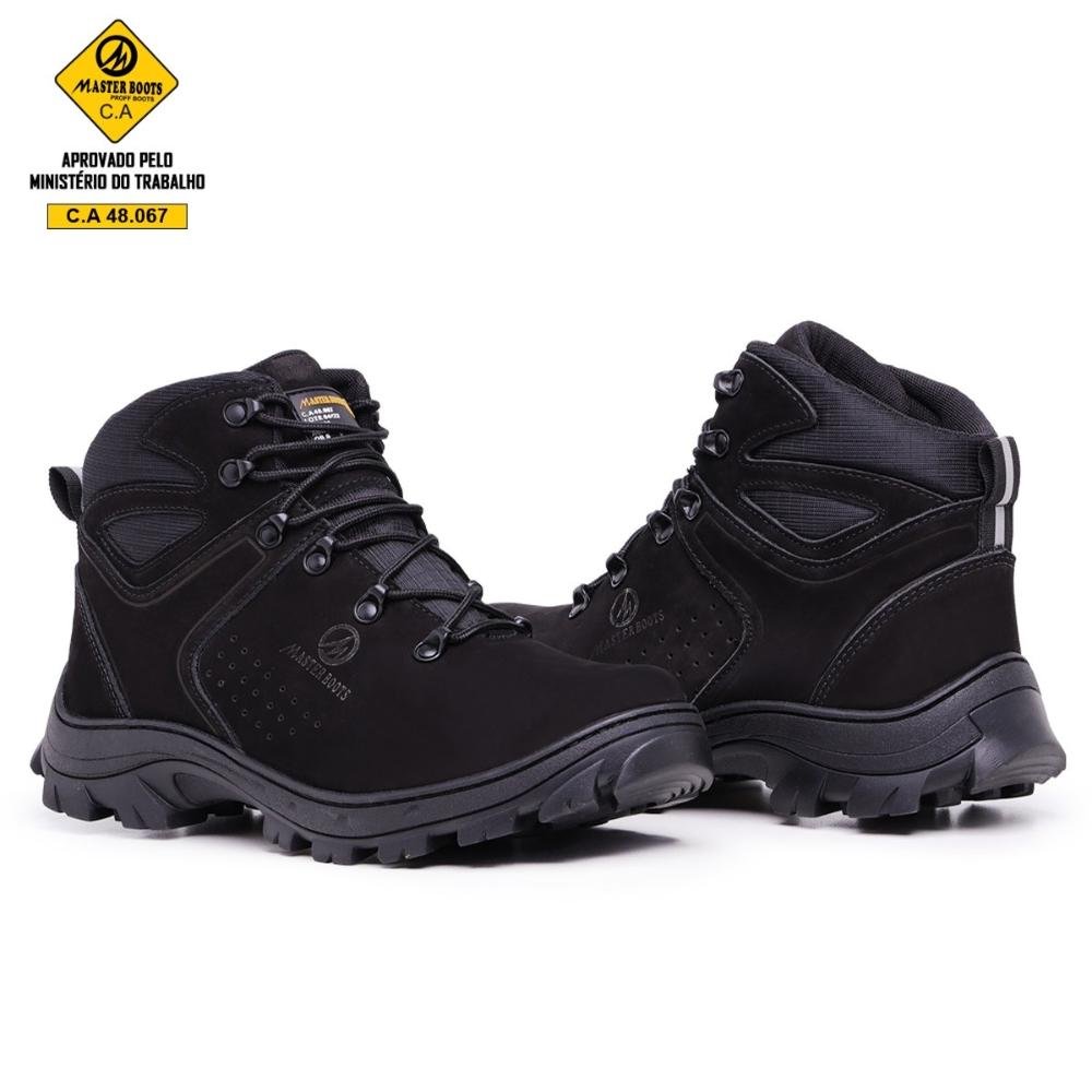 Bota Arizon Couro Masculina Bico de Pvc Palmilha Anatômica Preto 4
