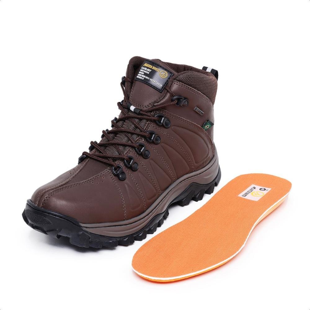 Bota Urus Couro Masculina Trabalho Bico de Pvc Resistente Marrom Escuro 4