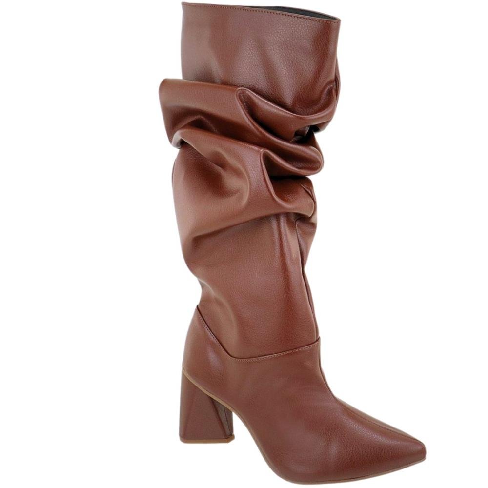 Bota Feminina Slouchy Cano Alto Floter Marrom 2
