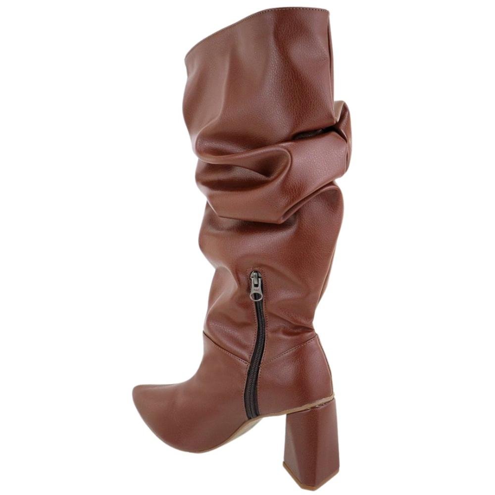 Bota Feminina Slouchy Cano Alto Floter Marrom 3