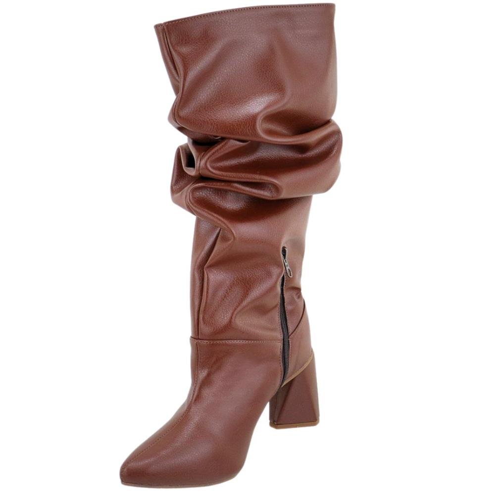 Bota Feminina Slouchy Cano Alto Floter Marrom 4