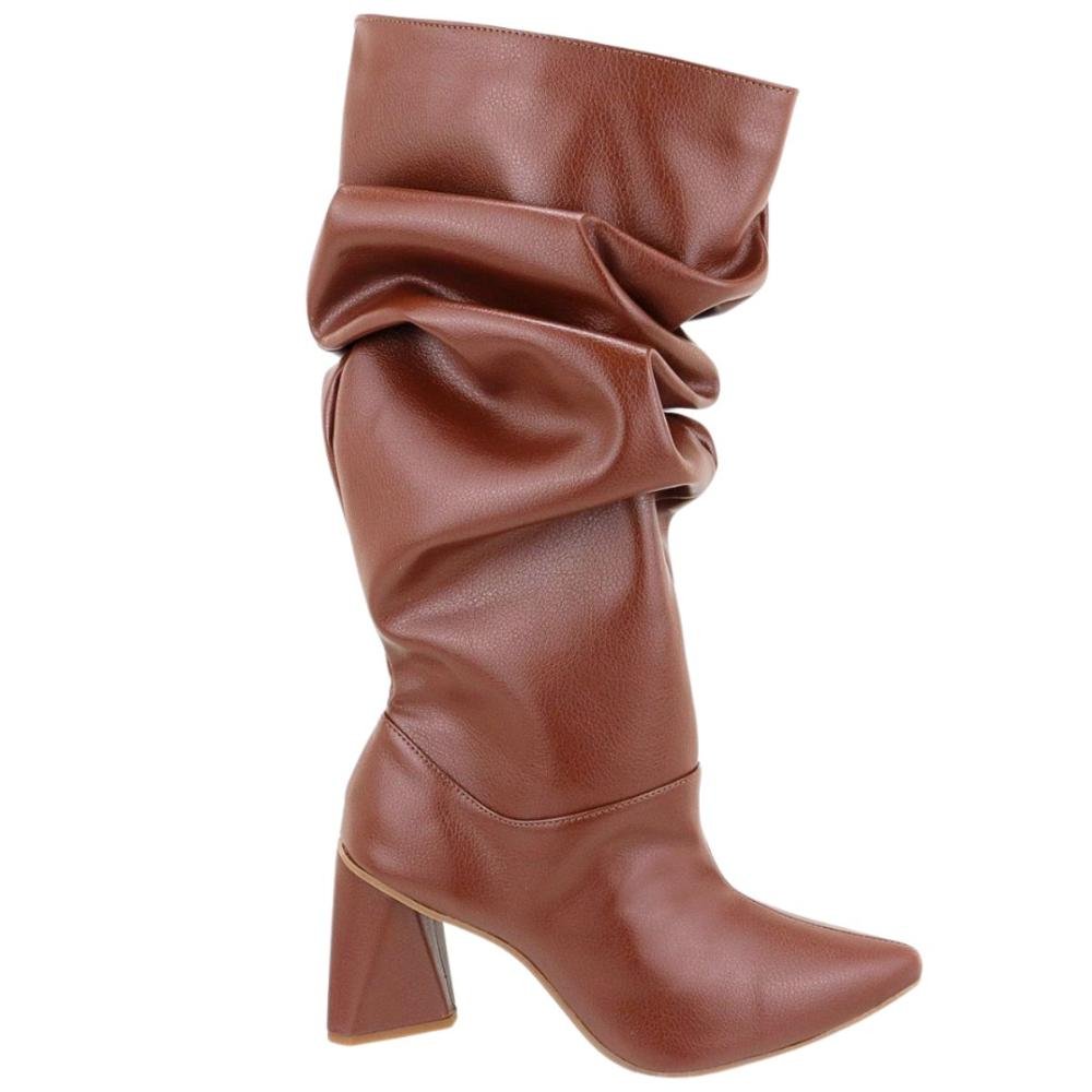 Bota Feminina Slouchy Cano Alto Floter Marrom 5
