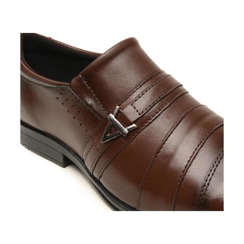 Sapato Social Masculino Couro Bico Quadrado Dia a Dia Caramelo 3