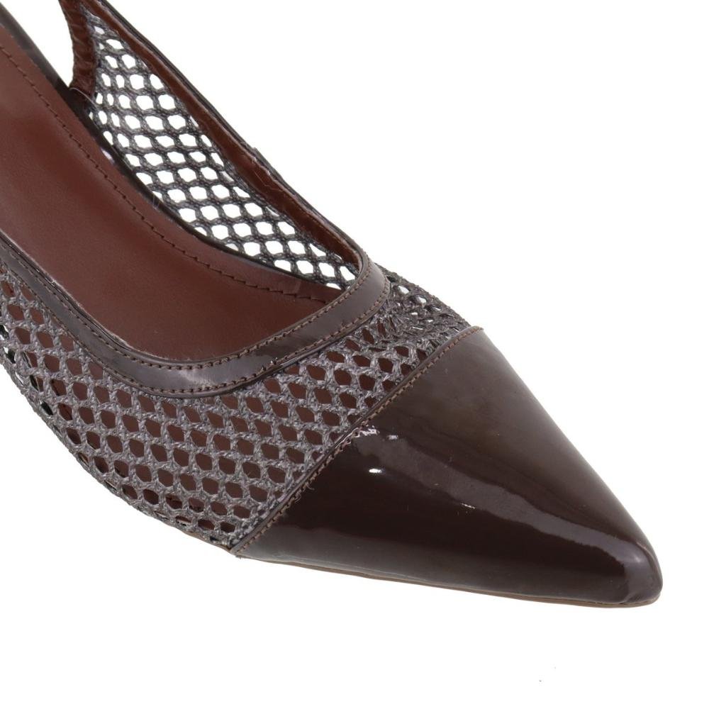 Scarpin Slingback Bico Fino Salto Médio Tela Confortável