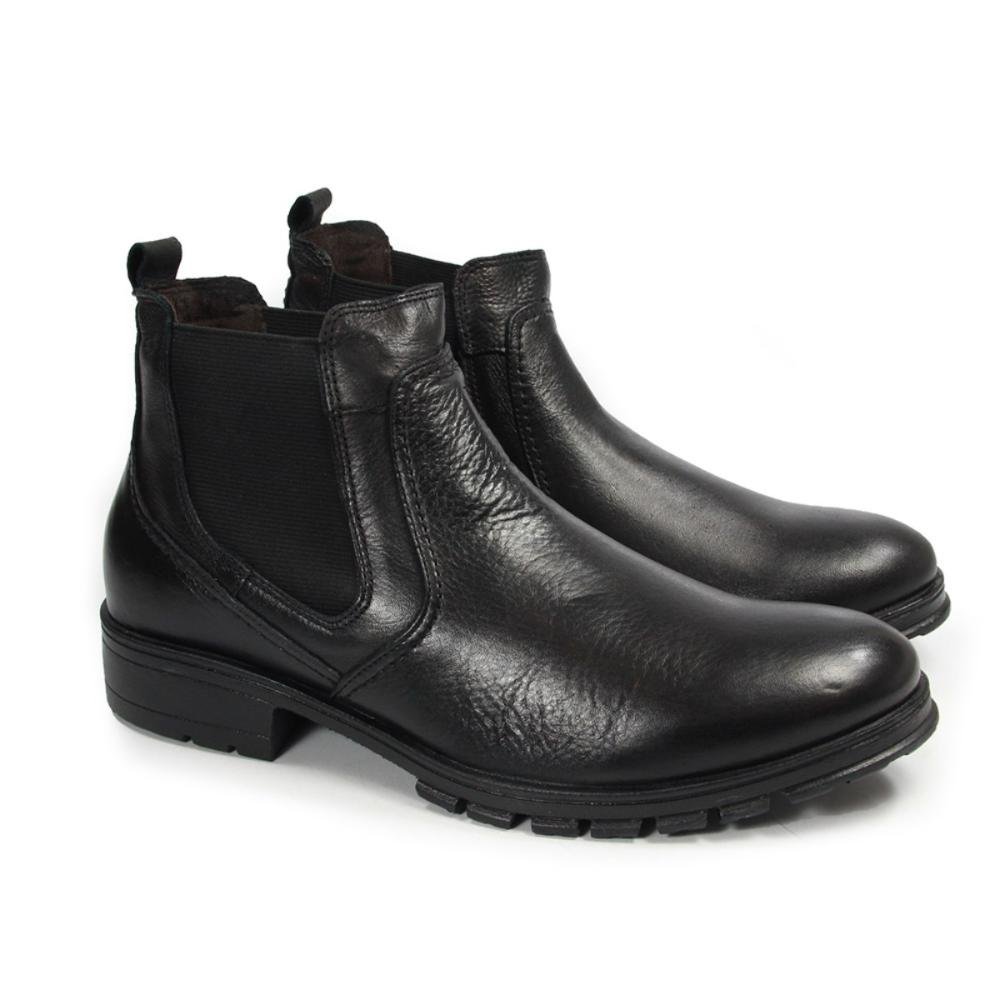 Bota Chelsea Masculina Couro Rocker Elástico Preto 2