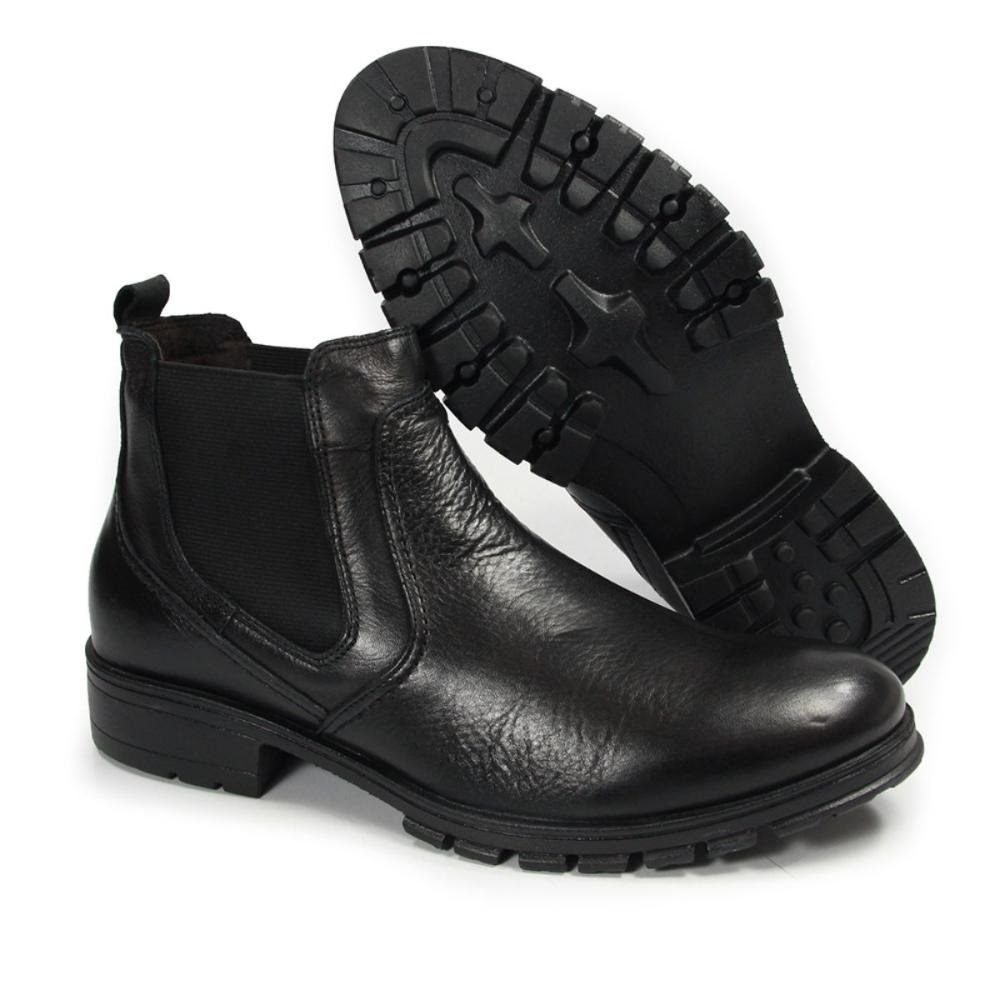 Bota Chelsea Masculina Couro Rocker Elástico Preto 3