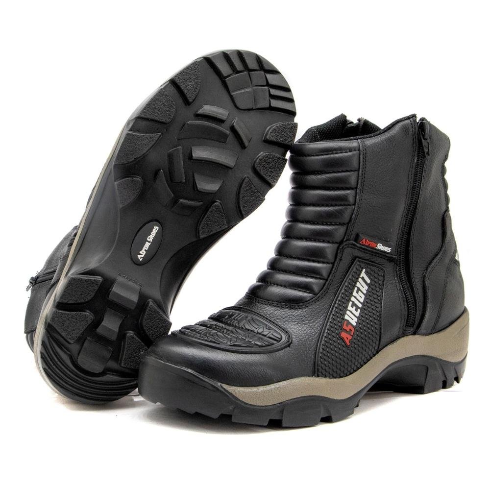 Bota Motociclista Masculina As-height Couro Cano Curto Preto 3