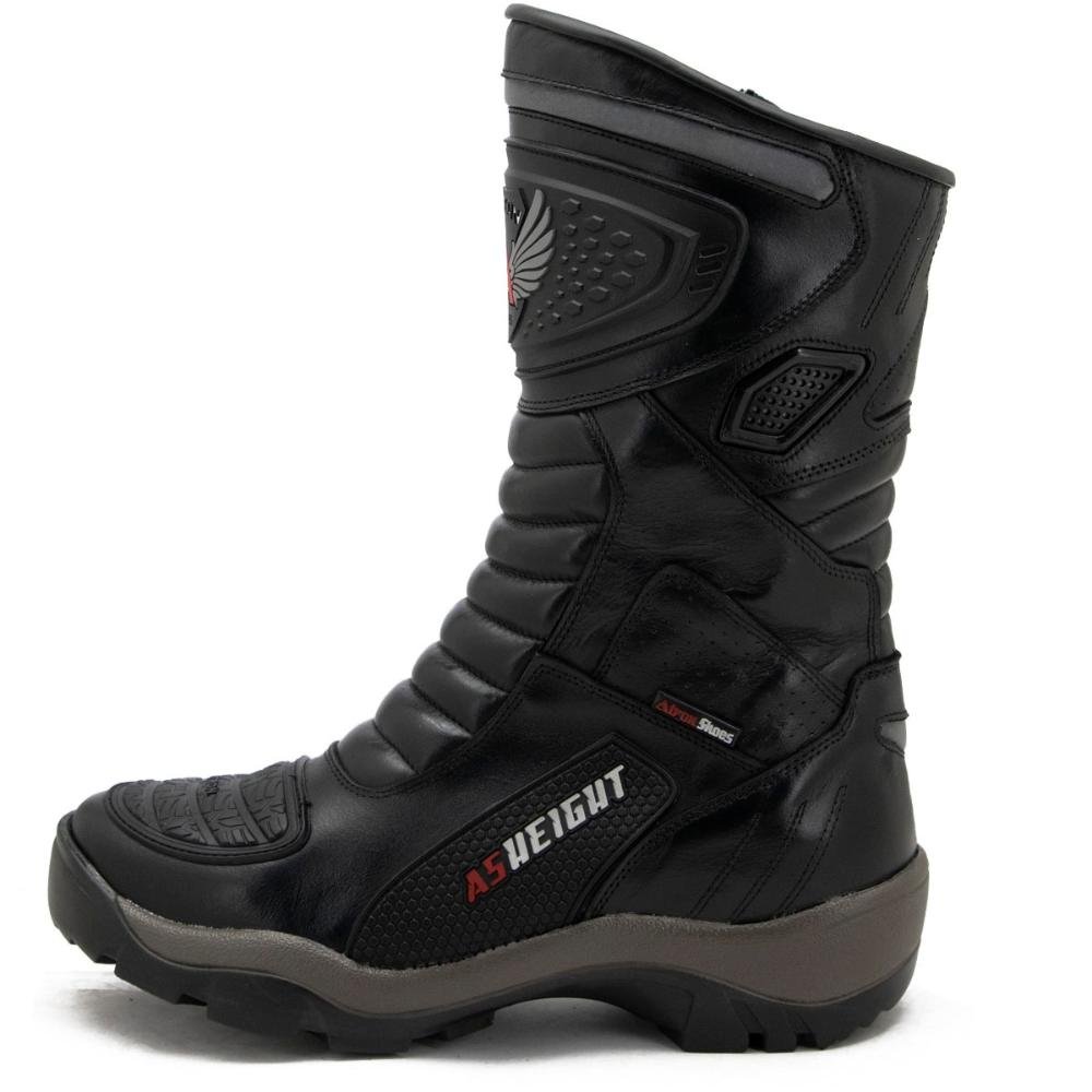 Bota Motociclista Masculina Couro Cano Alto Proteção