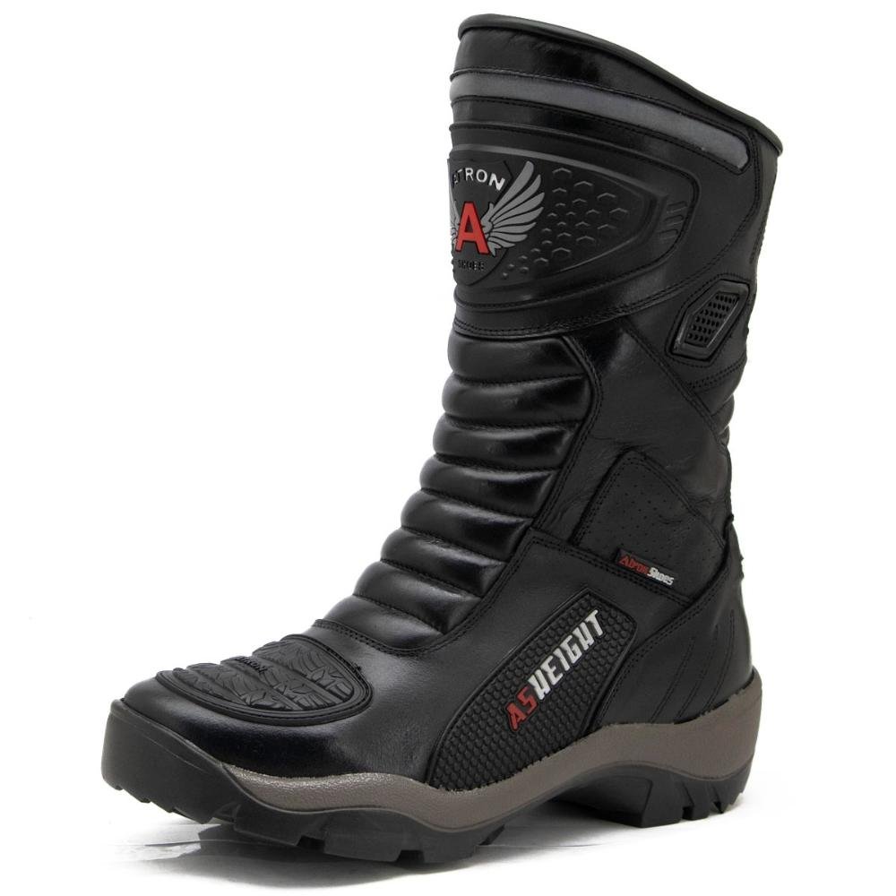 Bota Motociclista Masculina Couro Cano Alto Proteção Preto 2