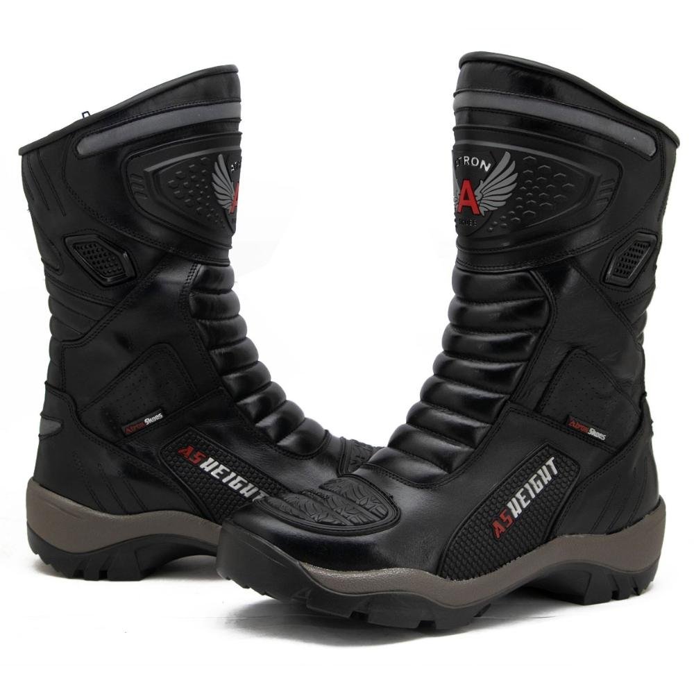 Bota Motociclista Masculina Couro Cano Alto Proteção Preto 3