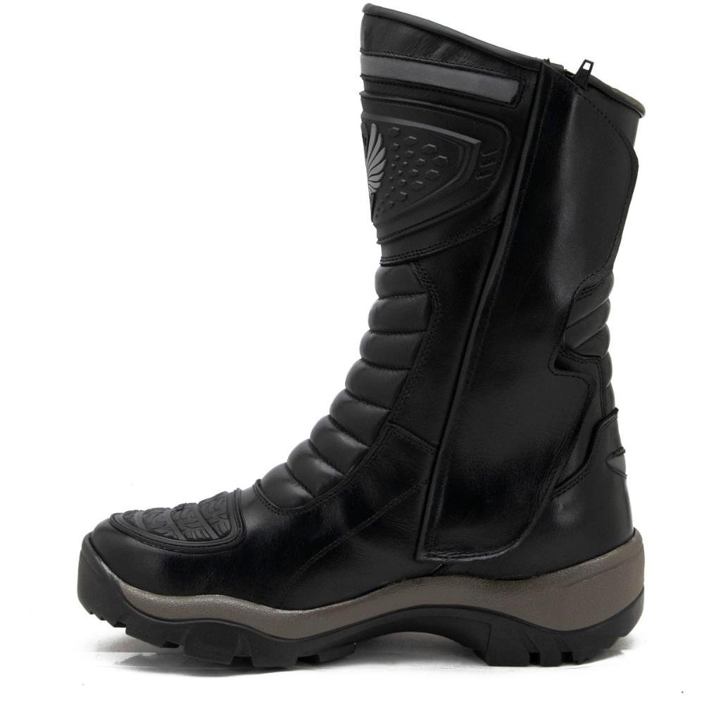Bota Motociclista Masculina Couro Cano Alto Proteção Preto 5