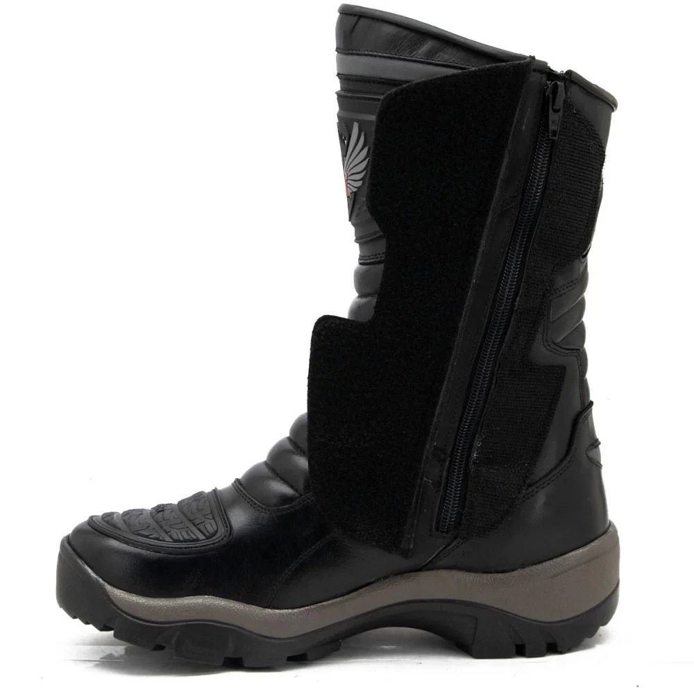 Bota Motociclista Masculina Couro Cano Alto Proteção Preto 6