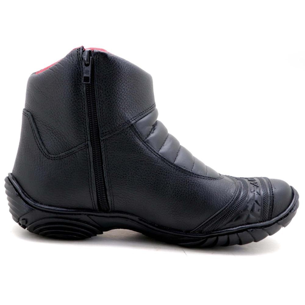 Bota Motociclista Masculina Couro Impermeável Conforto Preto 3