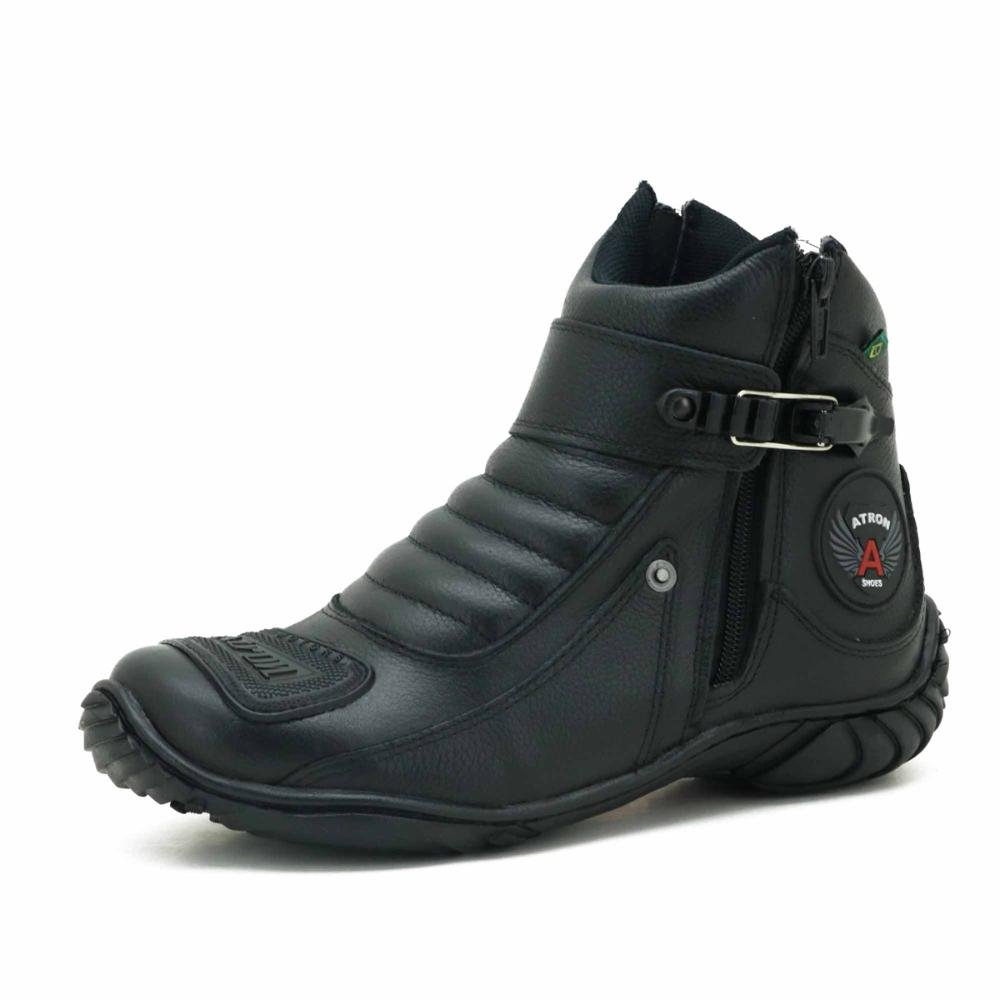 Bota Motociclista Masculina Couro Proteção e Conforto Preto 2