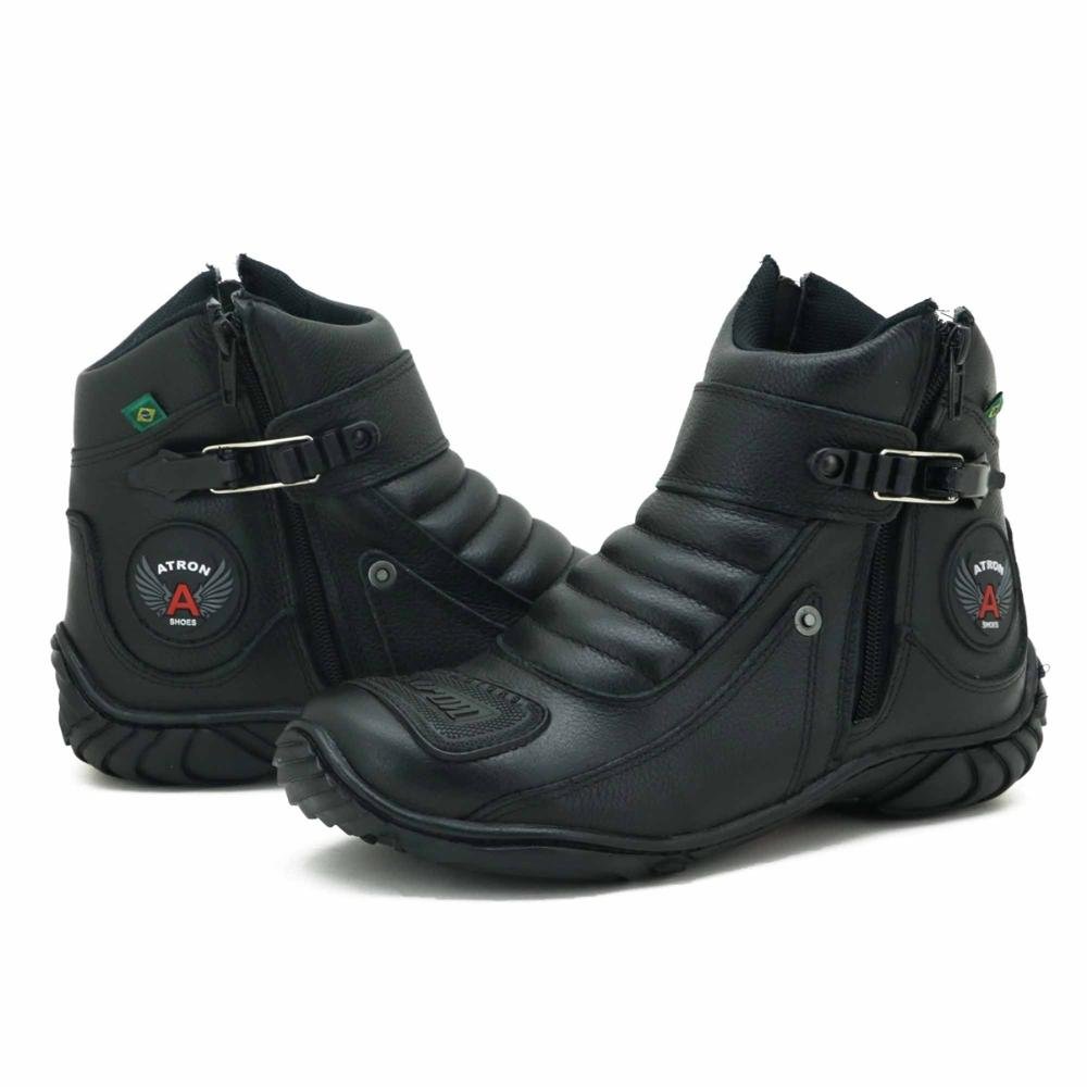 Bota Motociclista Masculina Couro Proteção e Conforto Preto 3
