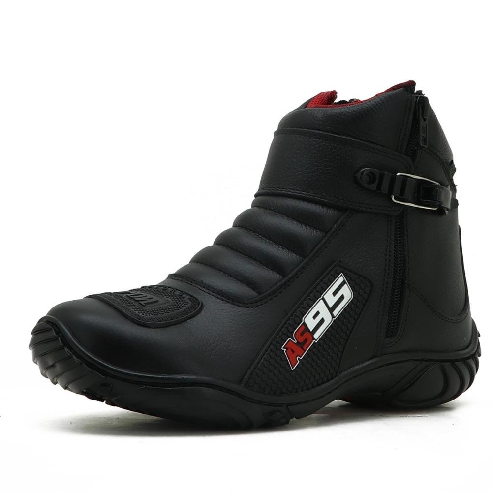 Bota Motociclista Masculina Couro Proteção e Estilo Preto 2