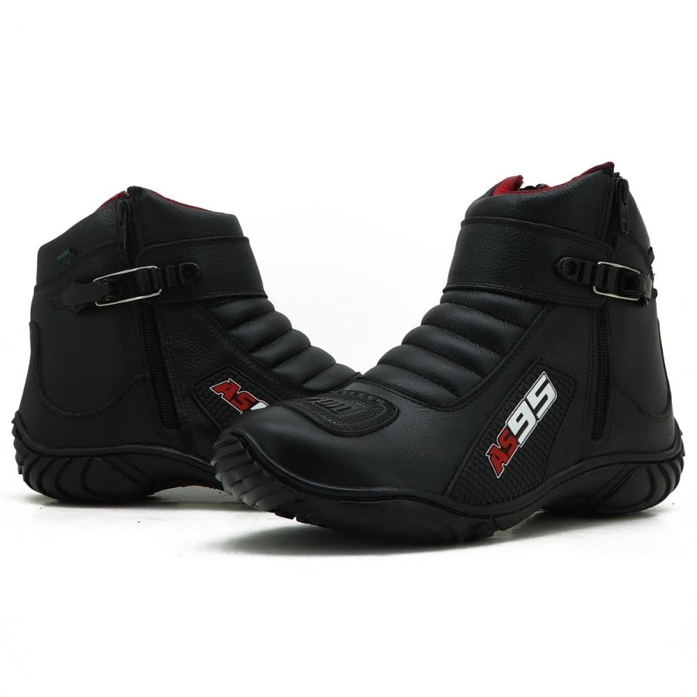 Bota Motociclista Masculina Couro Proteção e Estilo Preto 3