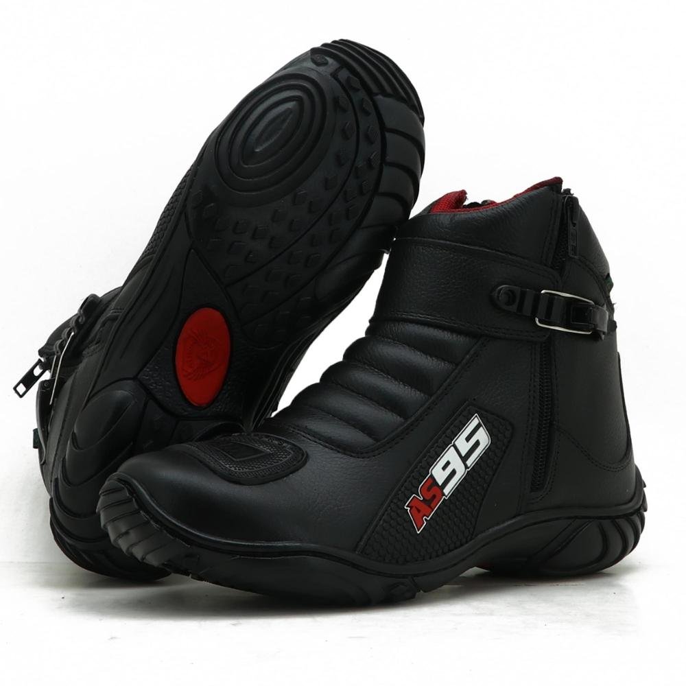 Bota Motociclista Masculina Couro Proteção e Estilo Preto 4
