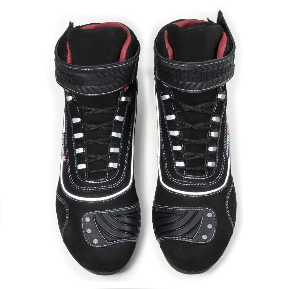 Bota Motociclista Masculina Couro Refletivo Cano Alto Preto 5