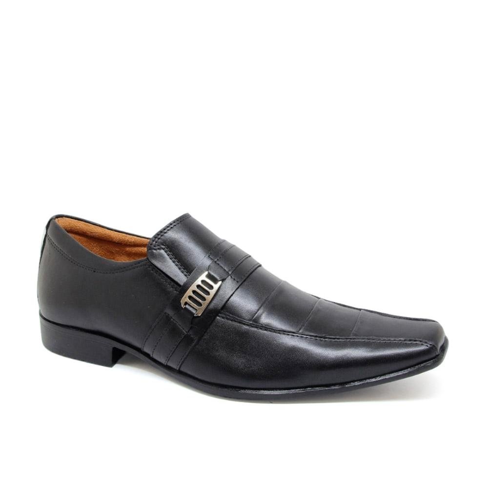 Sapato Social Zurich Masculino Couro Bico Afinado Elegante Preto 1