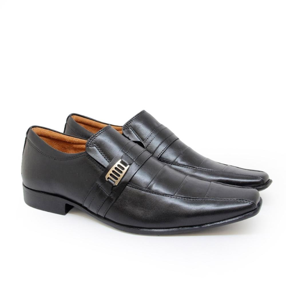 Sapato Social Zurich Masculino Couro Bico Afinado Elegante Preto 2