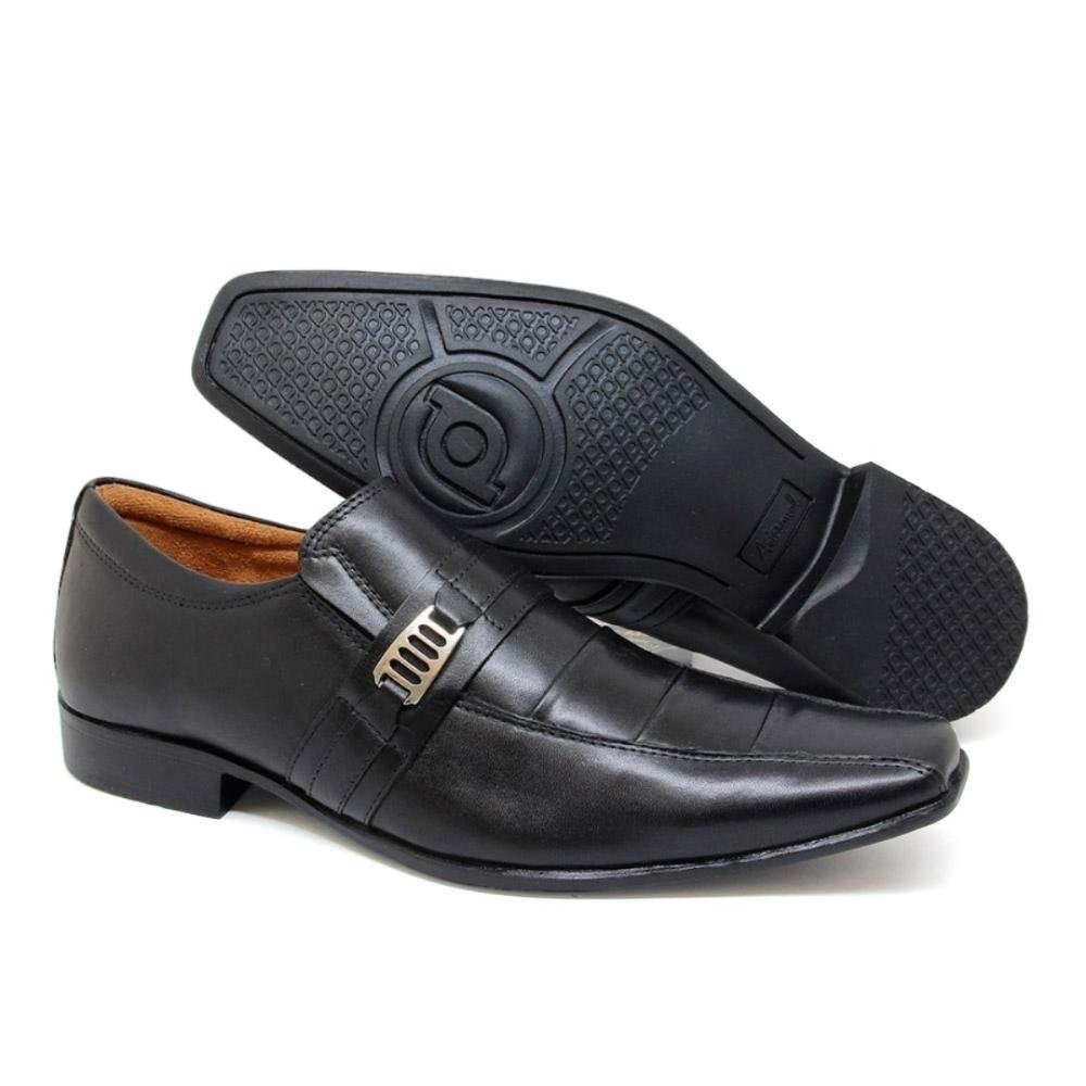 Sapato Social Zurich Masculino Couro Bico Afinado Elegante Preto 3