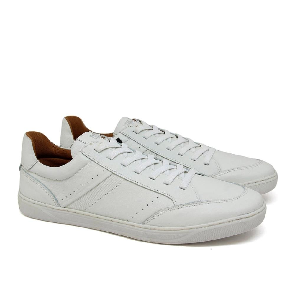 Sapatênis Bilbão Masculino Couro Casual Confortavel Branco 2