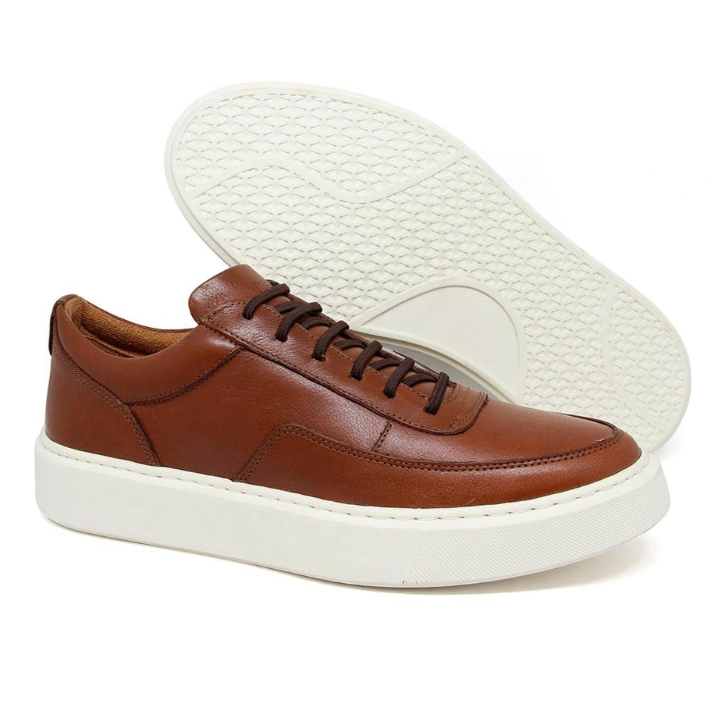 Tênis Casual Detrolt Masculino Couro Casual Sola Leve Marrom 3