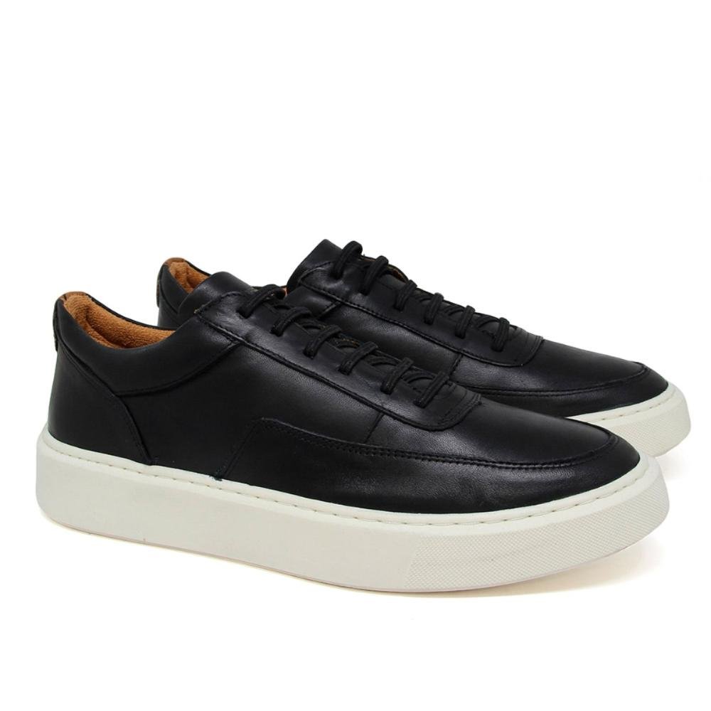 Tênis Casual Detrolt Masculino Couro Casual Sola Leve Preto 2