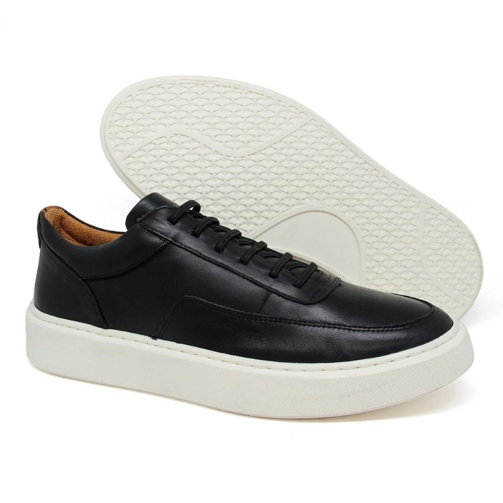 Tênis Casual Detrolt Masculino Couro Casual Sola Leve Preto 3