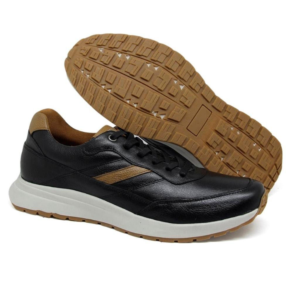 Tênis Casual Klngston Masculino Couro Moderno ao Casual Preto 3