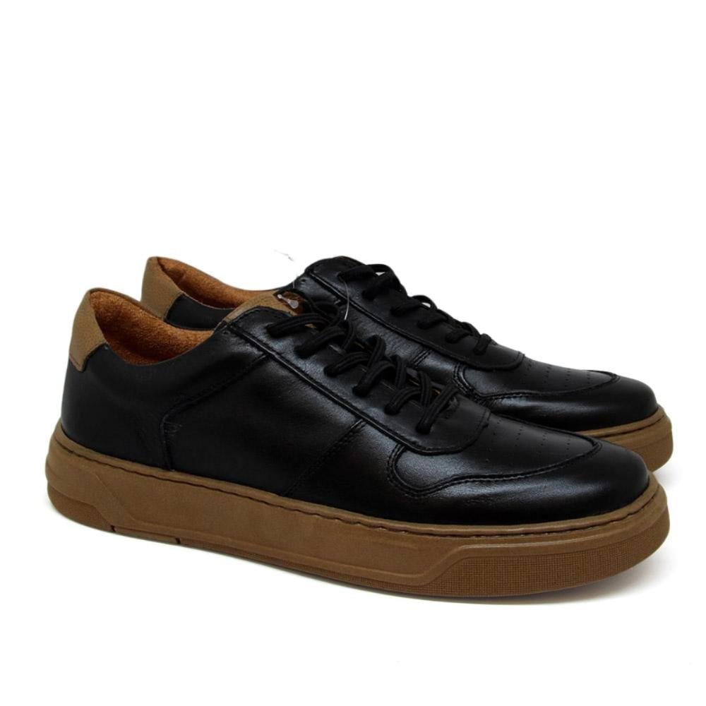 Tênis Casual Michigan Masculino Couro Estilo Urbano Preto 2