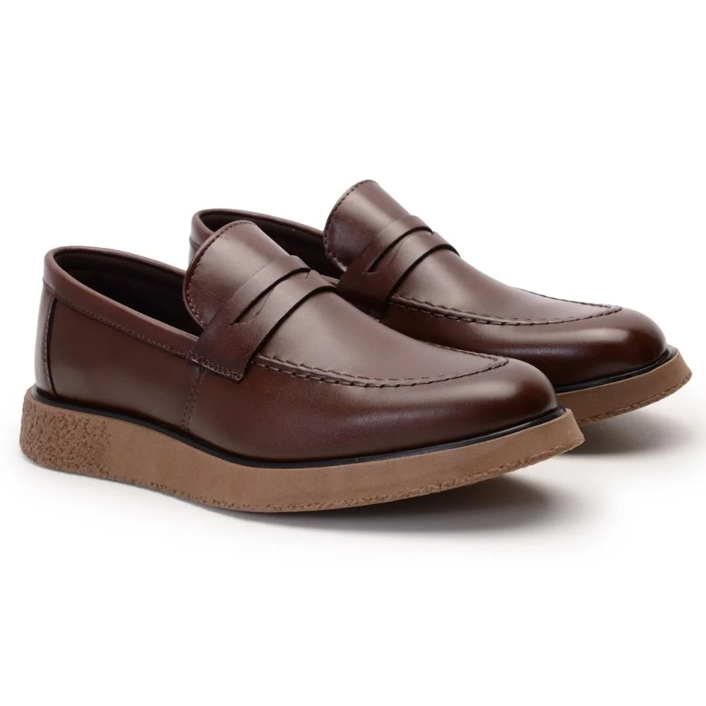 Mocassim Masculino Elegante Confortável Slip-on Marrom 4