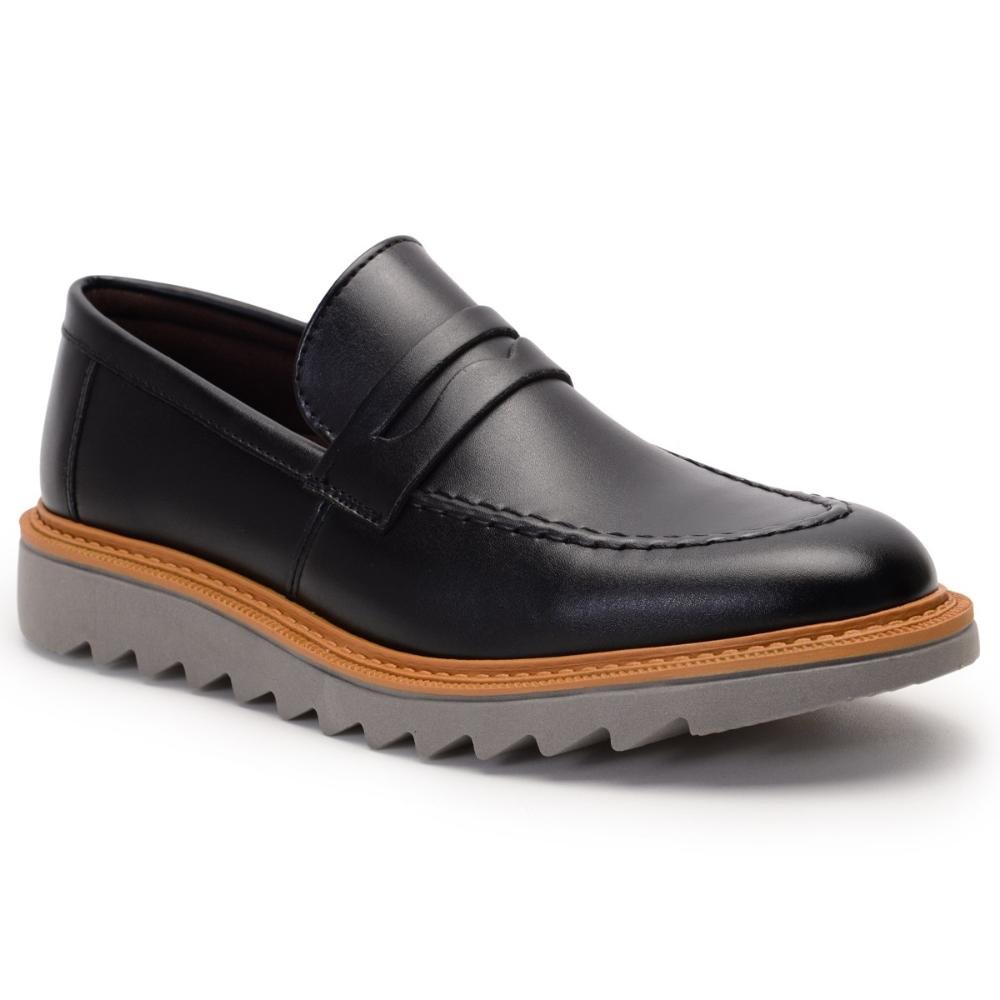 Mocassim Masculino Solado Tratorado Slip-On Preto 2