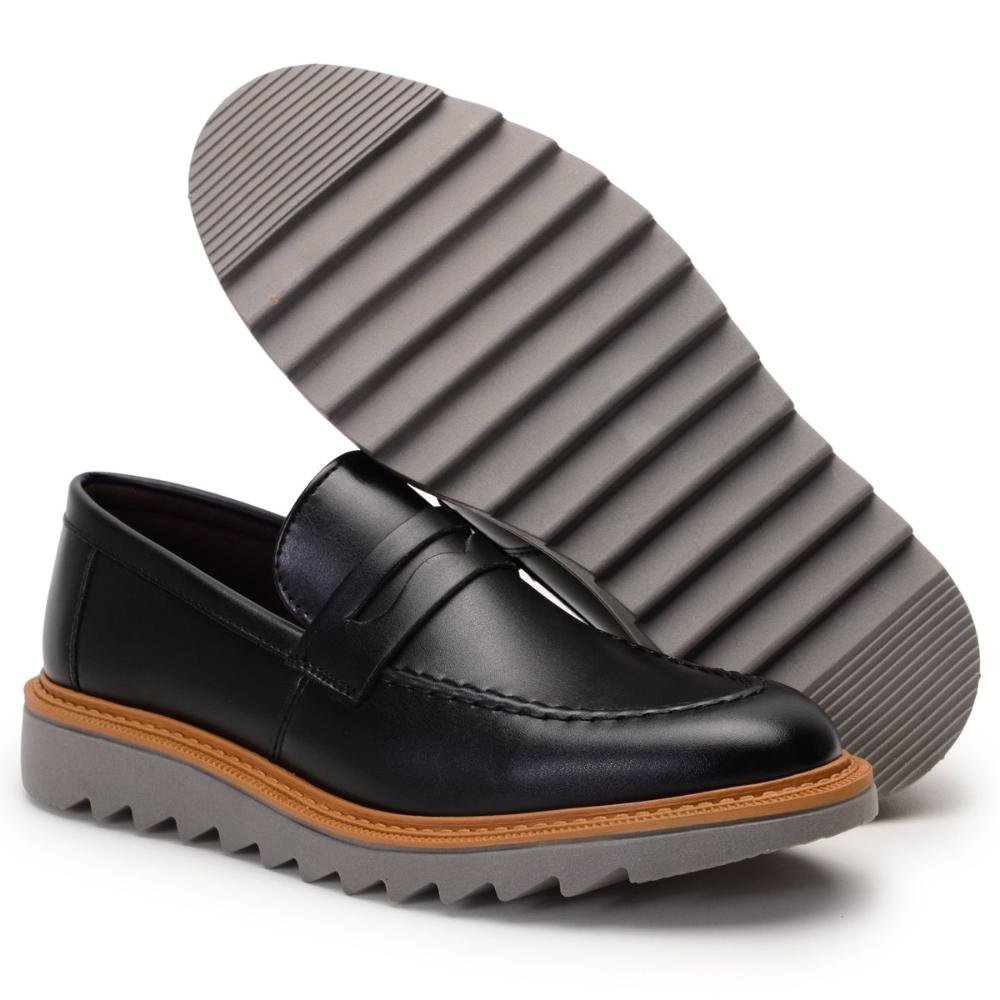 Mocassim Masculino Solado Tratorado Slip-On Preto 3