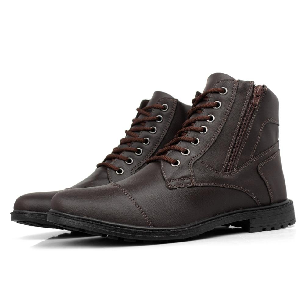 Bota Casual Masculina Zíper Cadarço